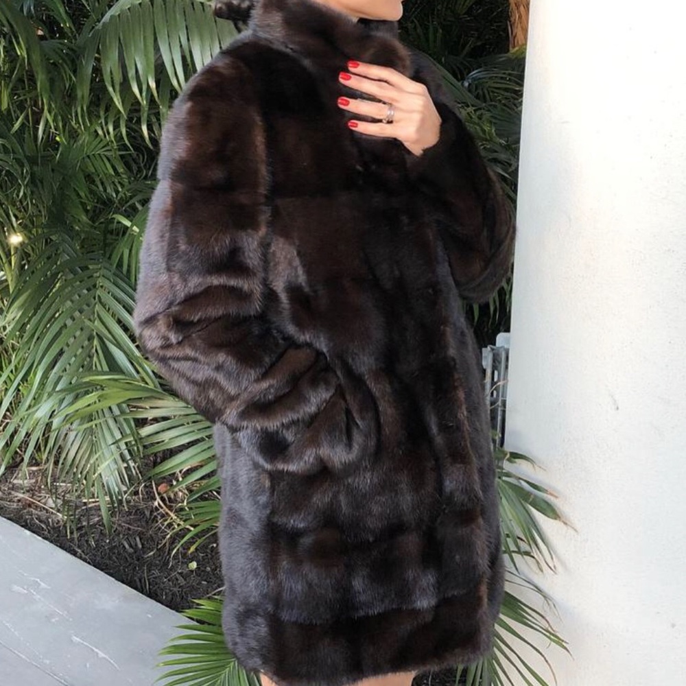 Mink fur dark chocolate coat